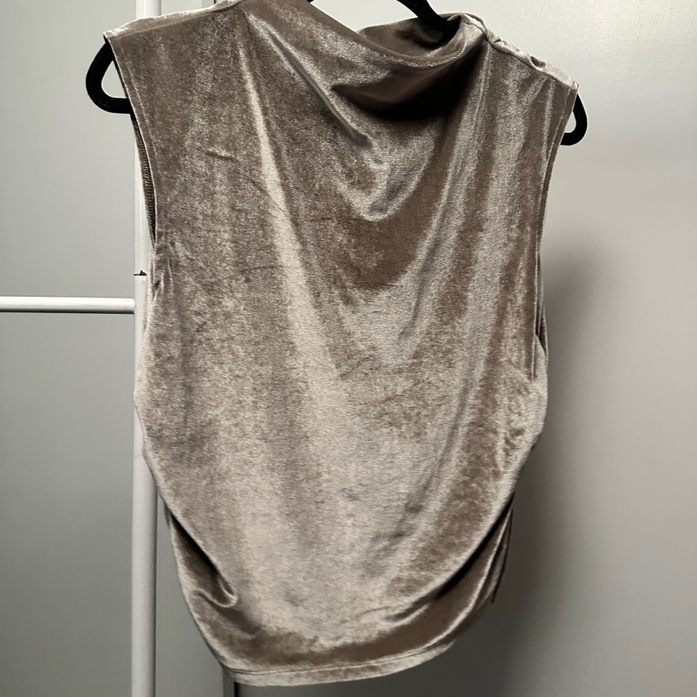 a new day Taupe Velvet Sleeveless Cowl Neck Blouse